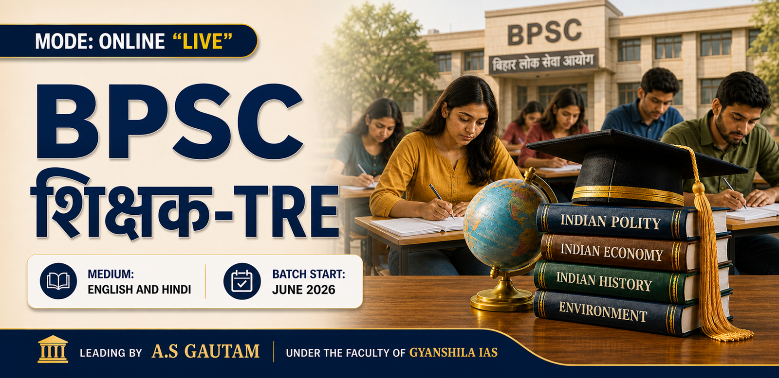 BPSC 'शिक्षक Class 1 to 12' TRE 5.0 (Hindi - Online)