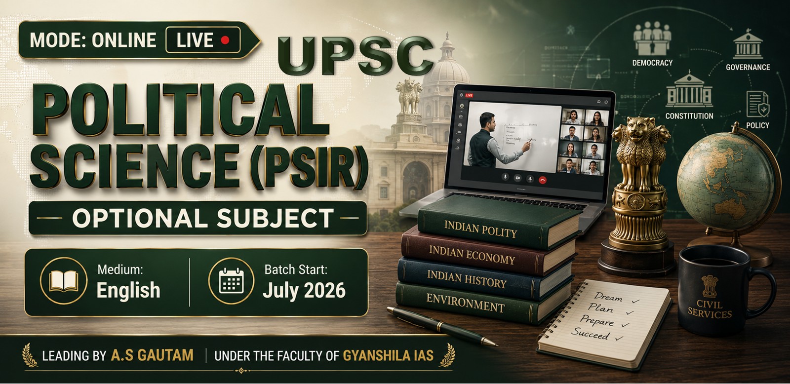 UPSC Political Science "PSIR OPTIONAL" (English - Online)