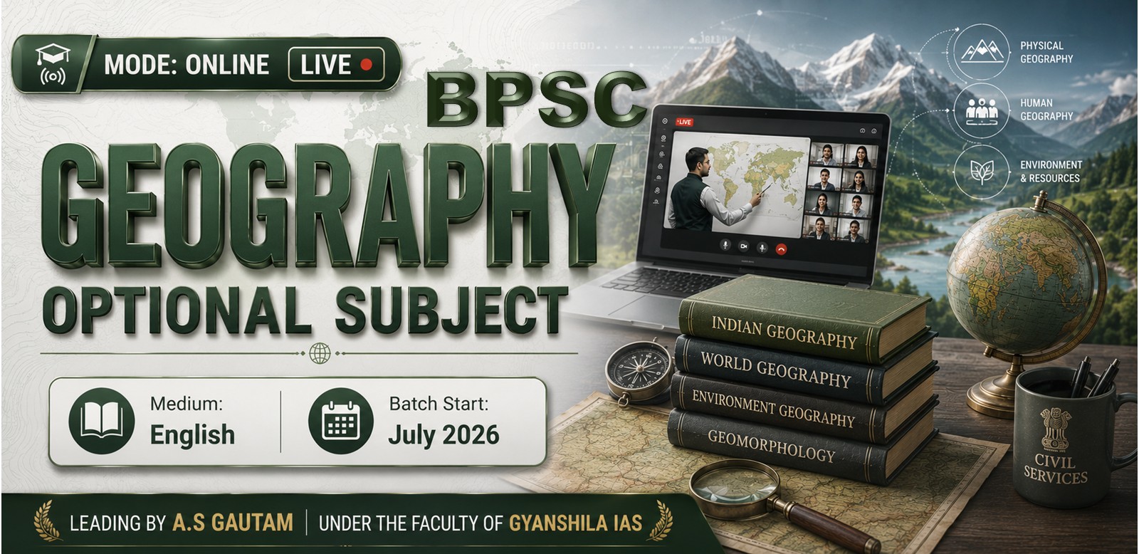 BPSC "GEOGRAPHY OPTIONAL" (English - Online)